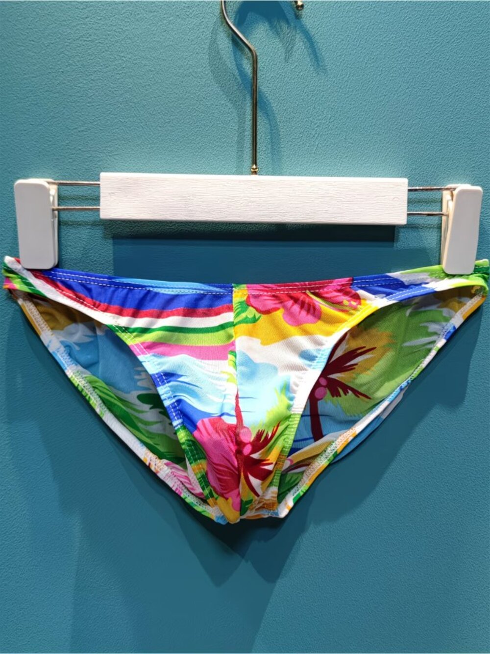 Men's Low-rise Tropical Print Sheer Brief Size L